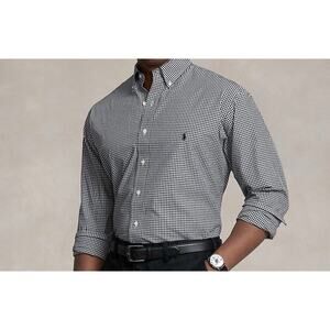 Polo Ralph Lauren Men's Classic Fit Gingham Stretch Poplin Shirt Black & White M